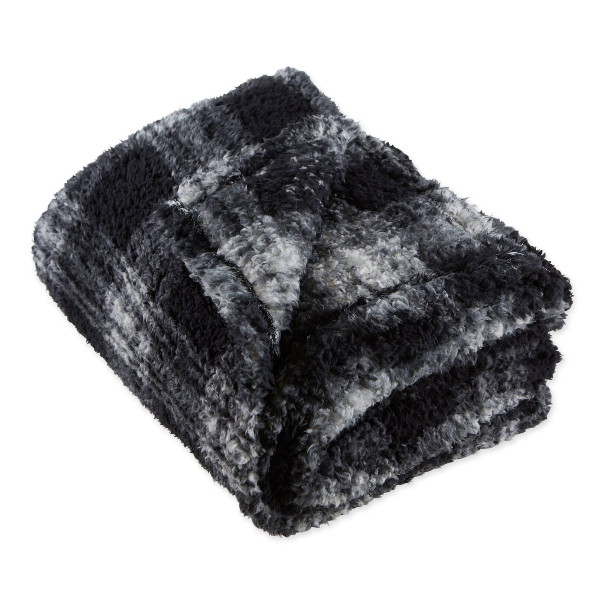 DII® Black Farmhouse Plush Plaid Throw